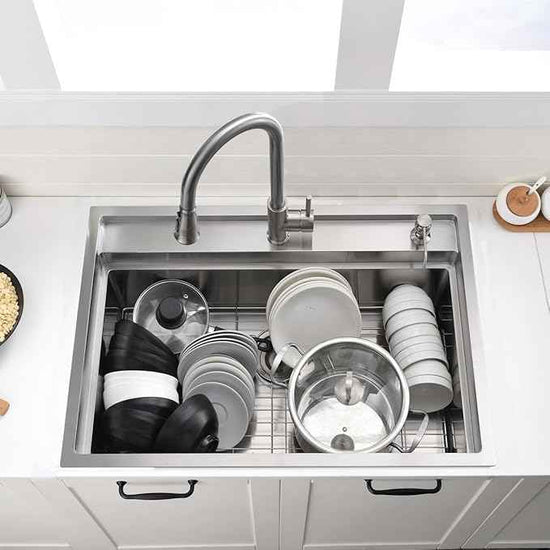 30 Inch Drop In Kitchen Sink Splash Guard Workstation - VOKIM 30 Inch Drop In Sink Stainless Steel Single Bowl 16 Gauge 10'' Deep Handmade Kitchen Sink with Cutting Board& Strainer