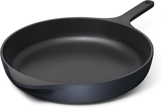 Caraway Cast Iron Skillet - 12” Enameled Cast Iron Pan With 3 Layer Enamel Coating - No Seasoning Required - Compatible With All Stovetops - Free From Forever Chemicals - Midnight Blue - Nestoria