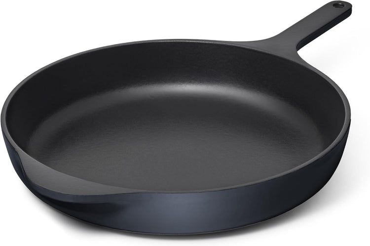 Caraway Cast Iron Skillet - 12” Enameled Cast Iron Pan With 3 Layer Enamel Coating - No Seasoning Required - Compatible With All Stovetops - Free From Forever Chemicals - Midnight Blue - Nestoria