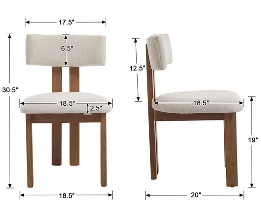Linen Dining Chairs Set of 6 Modern Farmhouse Kitchen Chairs with Open Low Back Upholstered Wood Side Chairs for Dining Room (6 Count)