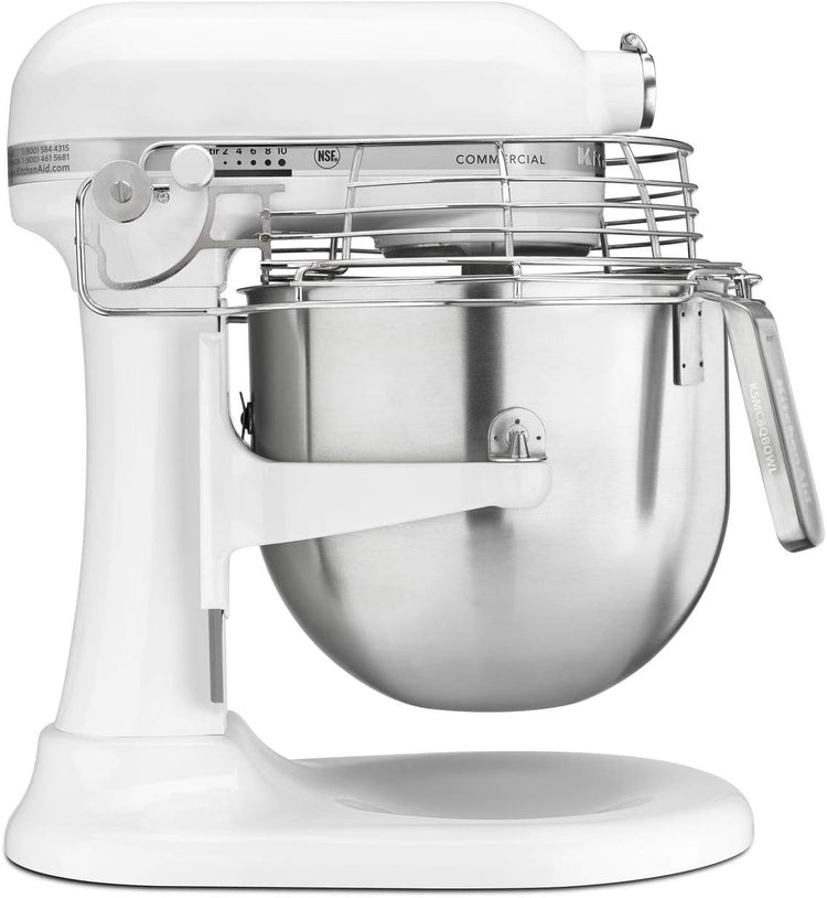 KitchenAid KSMC895WH 8-Quart Commercial Countertop Mixer with Bowl-Guard, 10-Speed, Gear-Driven, White