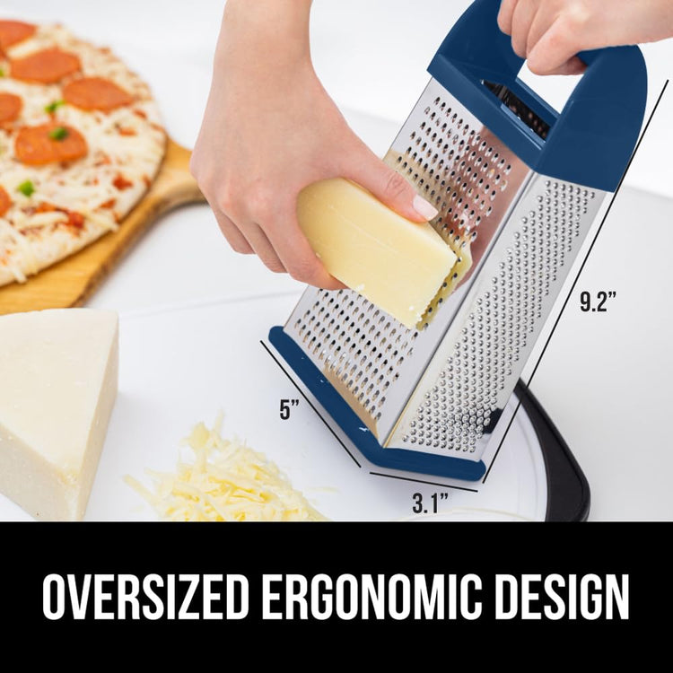 XL 4 Sided Stainless Steel Cheese Grater With Measurement Container