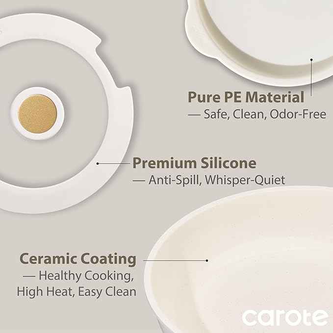 CAROTE 6pcs Pots and Pans Set Non Stick, Cookware Sets, Kitchen Set, Oven/Fridge Safe, Space Saving Pots Set, Nonstick Cooking Set with Versatile Detachable Handle, Induction RV Set