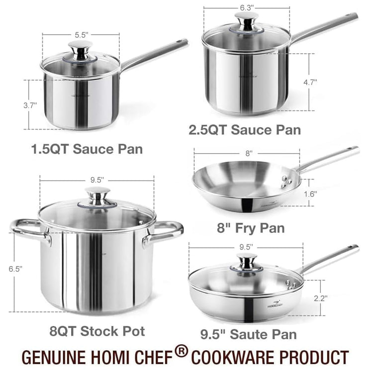 14 Piece Nickel Free Stainless Steel Cookware Set