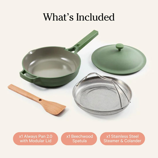Our Place Always Pan 2.0-10.5” (2.6 Qt) Nonstick, Toxin-Free Ceramic Cookware | Patented 10-in-1 Aluminum Frying & Sauté Pan | Safe for Oven, Induction & All Cooktops up to 450°F | Sage - Nestoria