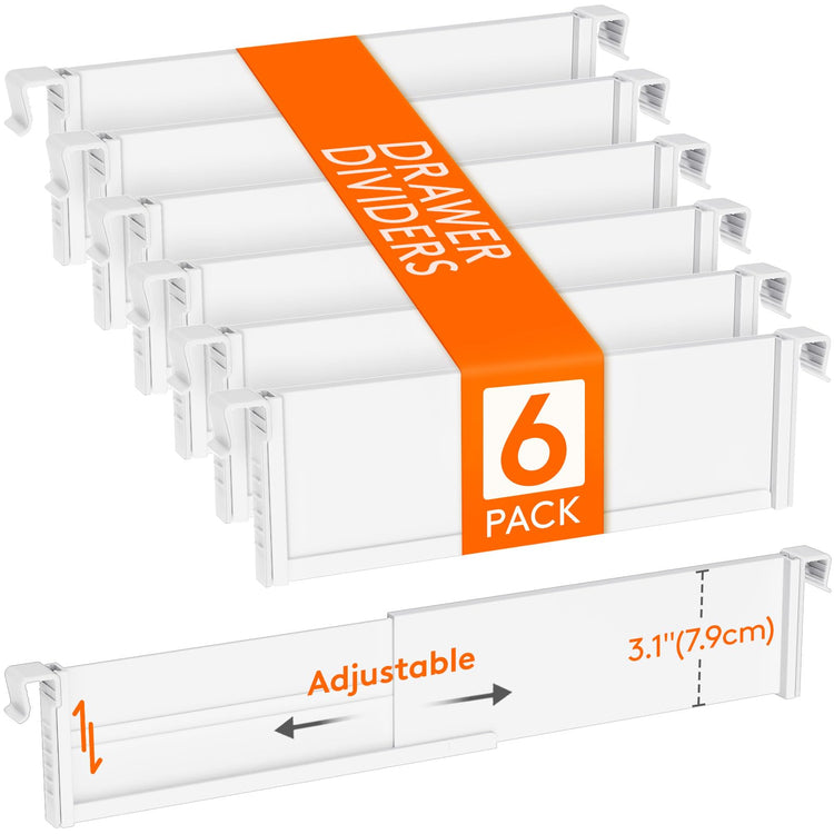 3.1" High 6 Pack Hanging Kitchen Drawer Dividers (6 Count)