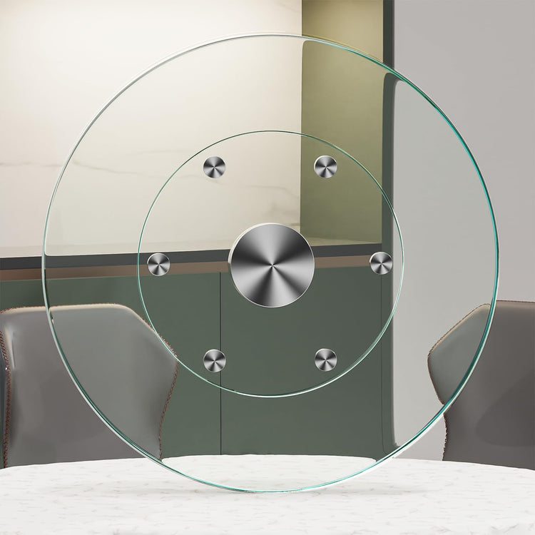 27" Large Lazy Susan for Dining Table Kitchen Glass Turntable with Aluminum Alloy Bearing