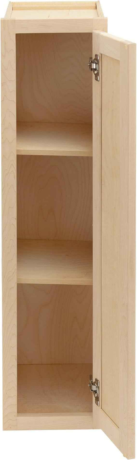 Quicklock RTA (Ready-to-Assemble) 42" Tall Wall Kitchen Cabinets - Shaker Style | 100% Hardwood | Made in America | Soft Close Hardware (Raw Maple, 12" D x 9" W x 42" H)