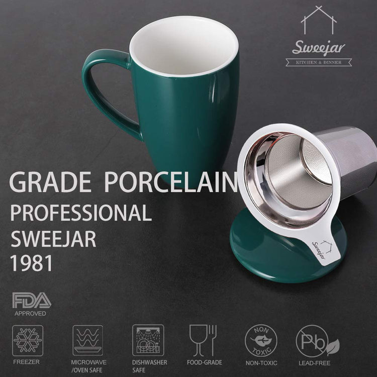 Sweejar Porcelain Tea Infuser Mug with Lid