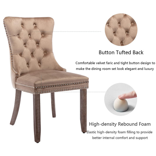 Khaki Velvet Dining Chairs Set of 4 (4 Count)