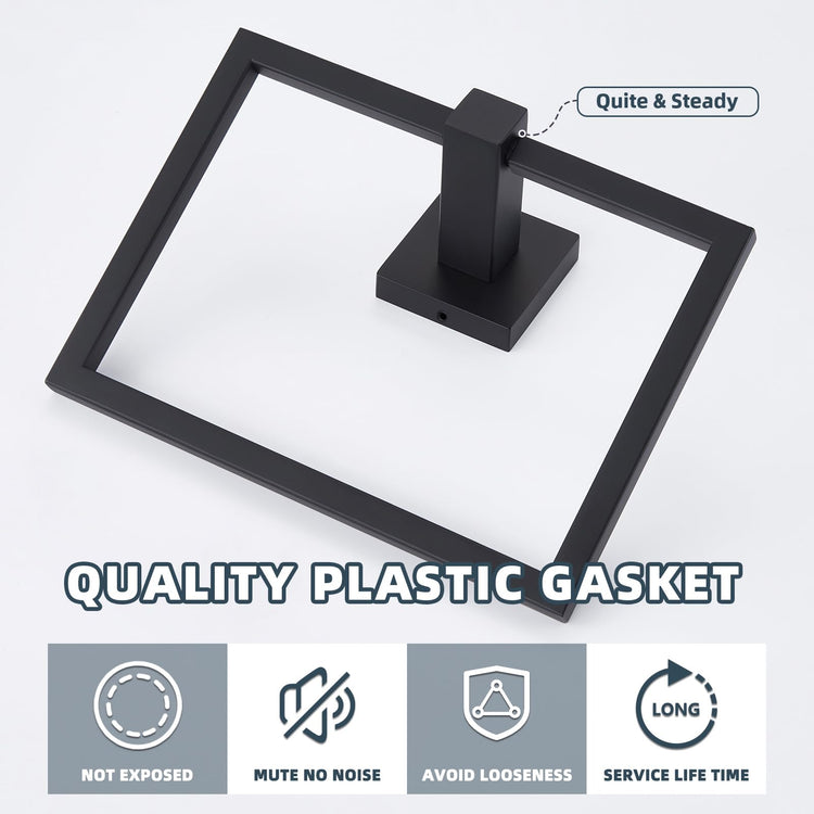 Matte Black Square Towel Holder for Bathroom