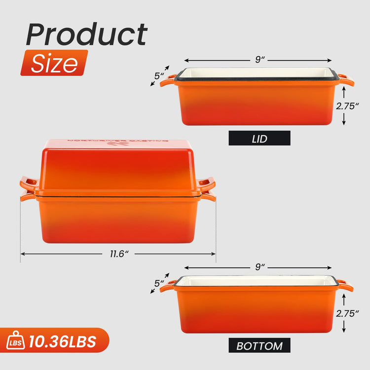 Enameled Cast Iron Loaf Pan with Lid
