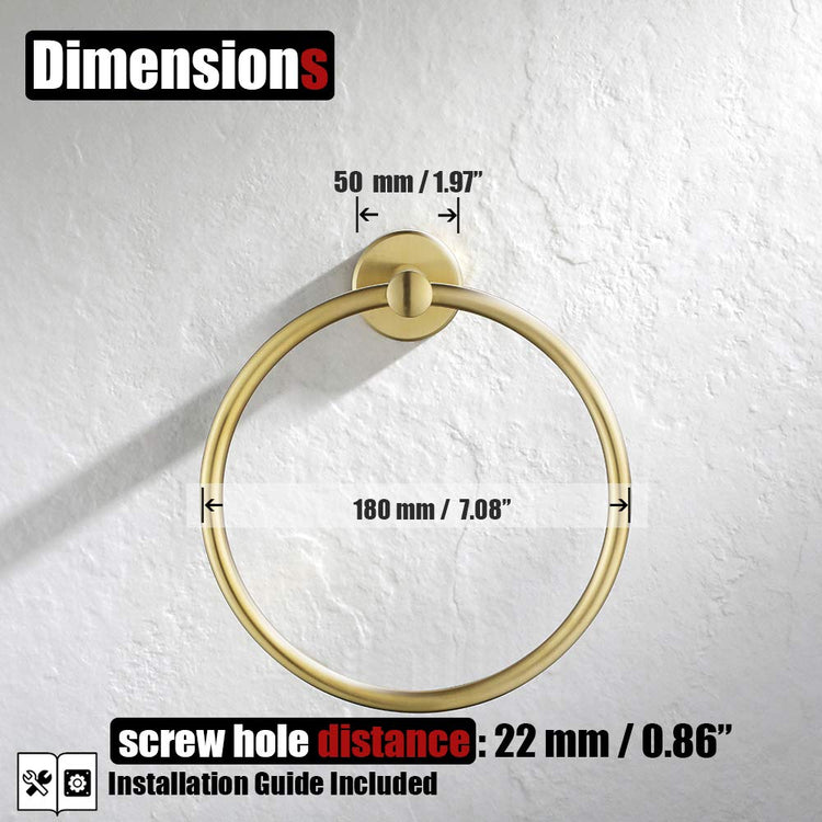 Towel Ring Brass Gold