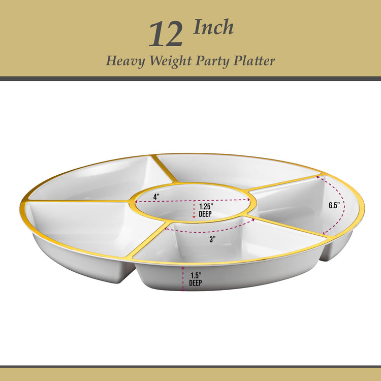 6 Sectional Round Plastic Serving Tray