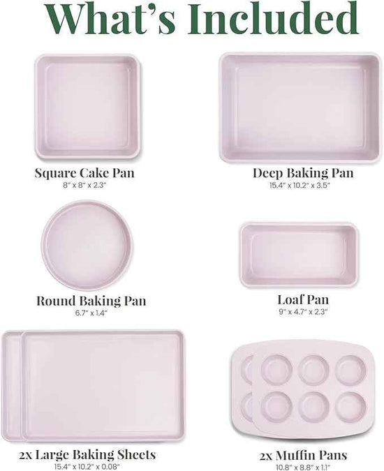 Larder & Vine 8-Piece Bakeware Set | Non-Stick Baking Set with Ceramic Finish | PFAS, PFOA, PTFE, and BPA Free Baking Essentials | Baking Sheets, Muffin Tins and Assorted Baking Pans | Lavender