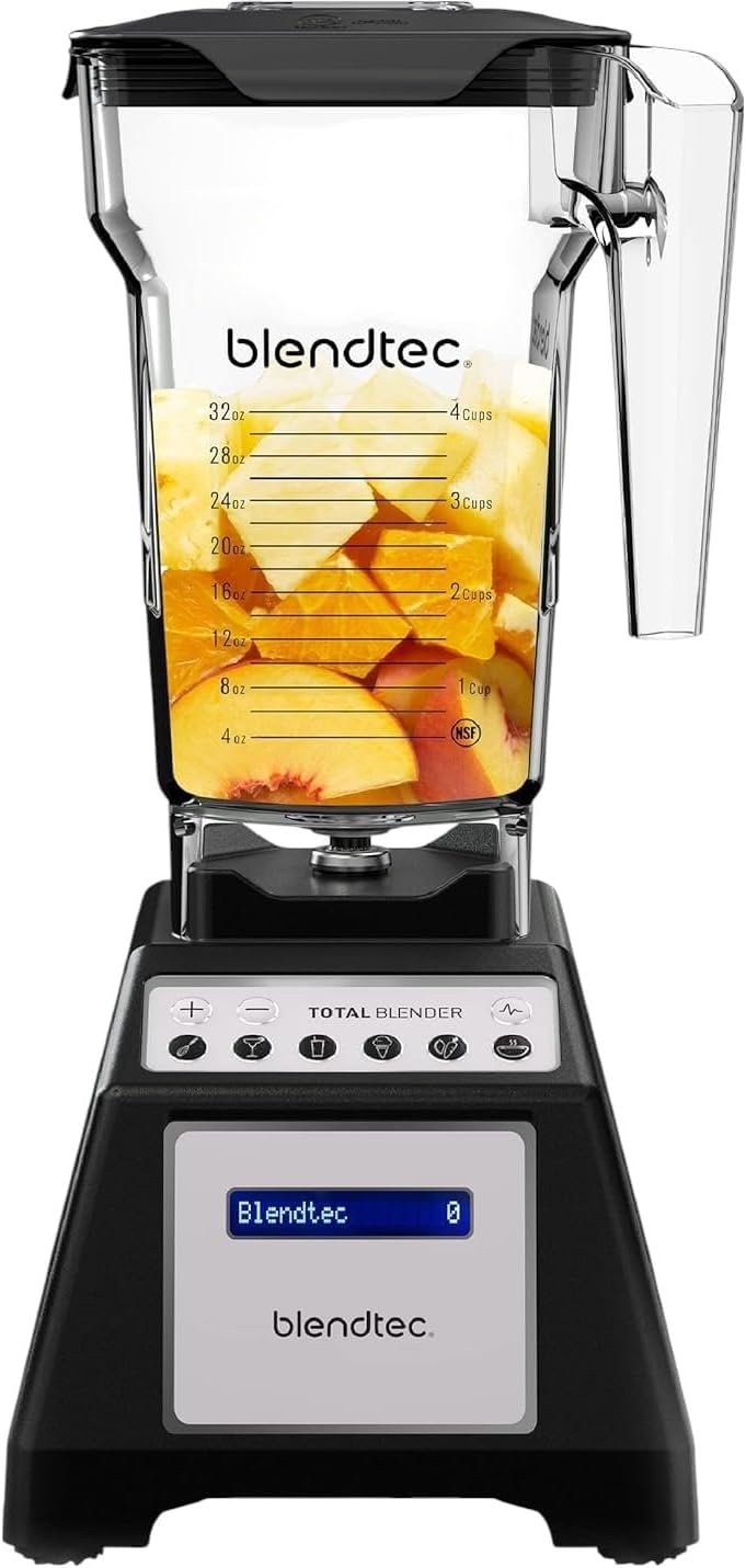 Blendtec Total Blender Classic - Includes FourSide Jar (75 oz) - 10-Speed Professional-Grade - High-Power Kitchen Blender with 6 Pre-Programmed Cycles - Black