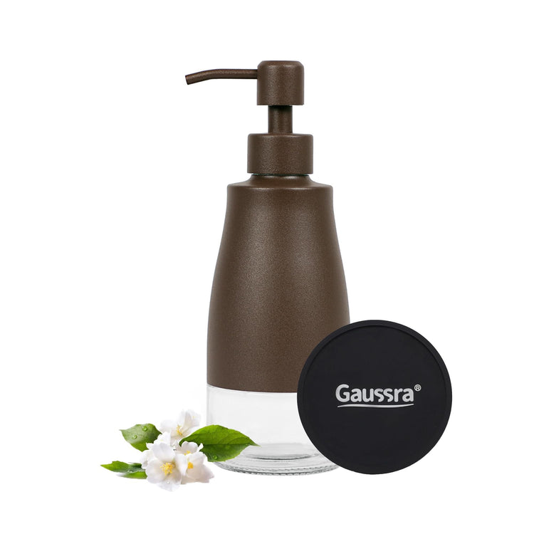 Matte Brown Soap Dispenser with Coaster & Stickers