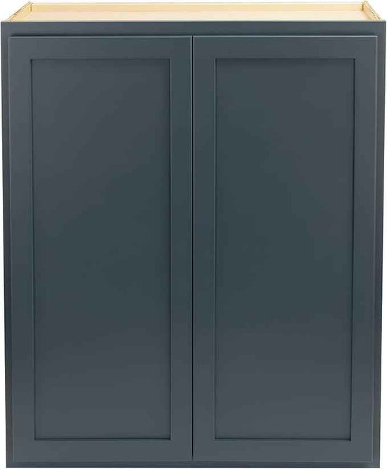 Quicklock RTA (Ready-to-Assemble) 42" Tall Wall Kitchen Cabinets - Shaker Style | 100% Hardwood | Made in America | Soft Close Hardware (Needlepoint Navy, 12''D x 30''W x 42''H)