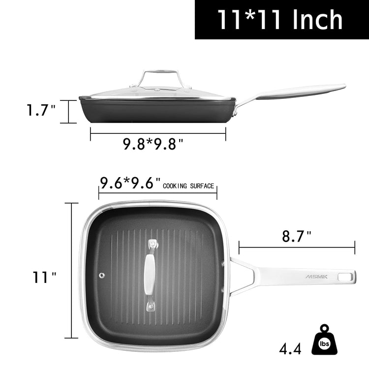 11 Inch Nonstick Square Grill Pan with lid