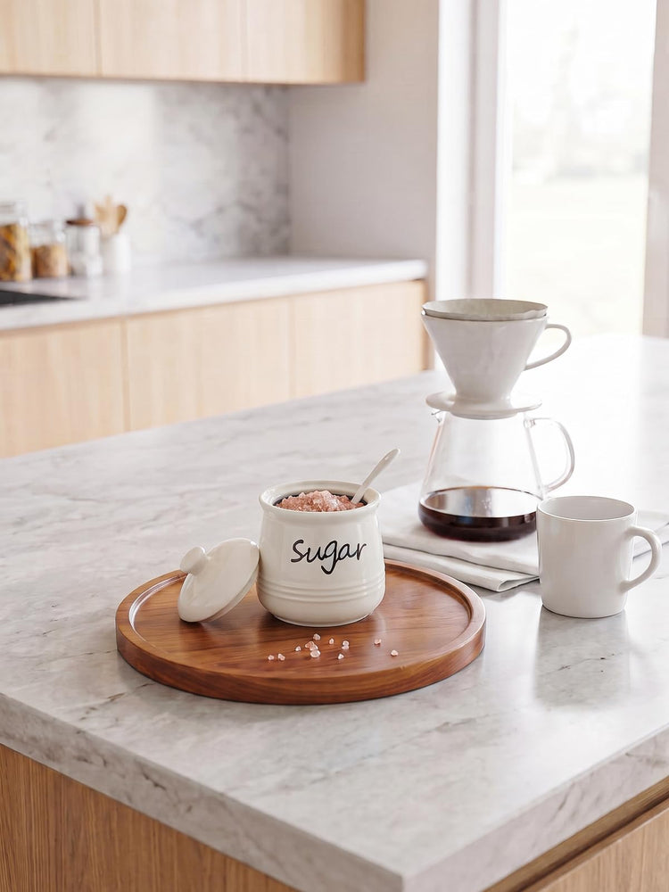 12oz Ceramic Sugar Bowl with Lid and Spoon
