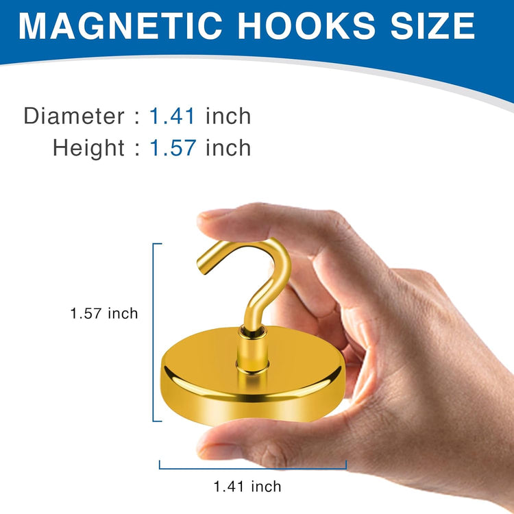LOVIMAG Magnetic Hooks for Cruise Cabins, 150Lbs Cruise Magnets, Yellow Magnetic Hooks Heavy Duty for Hanging, Refrigerator, Grill-4 Pack