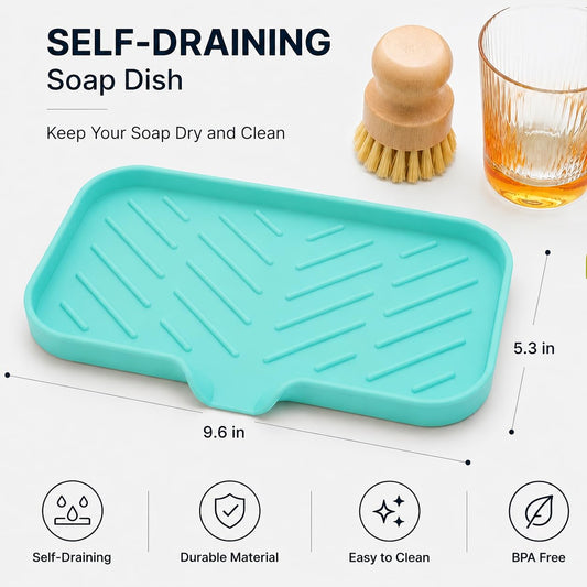Silicone Soap Dish with Drain Spout
