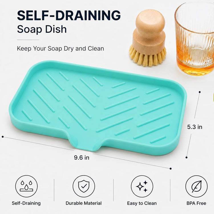 Silicone Soap Dish with Drain Spout