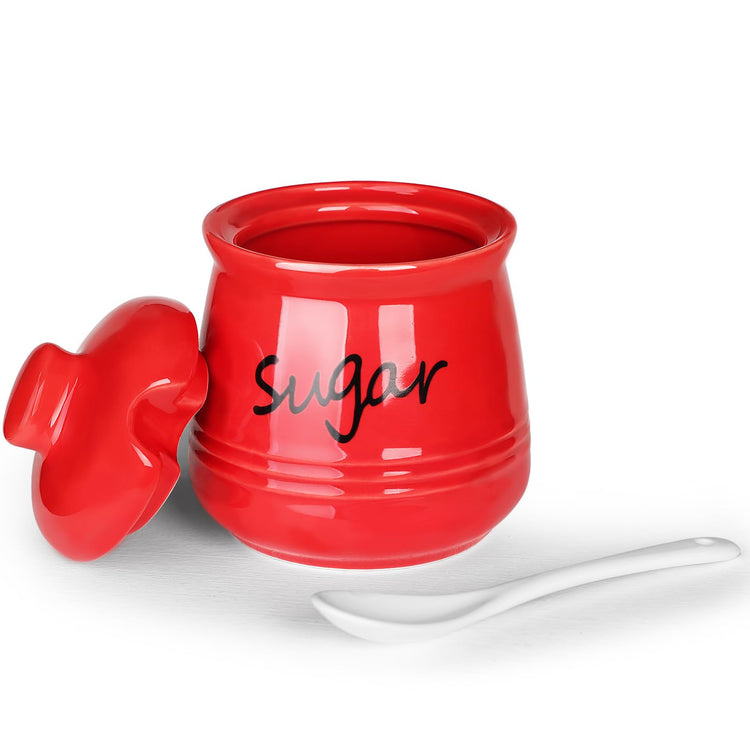 12oz Ceramic Sugar Bowl with Lid and Spoon