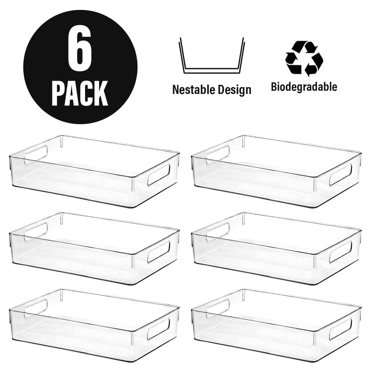 Clear Plastic Storage Bins (6 Count)