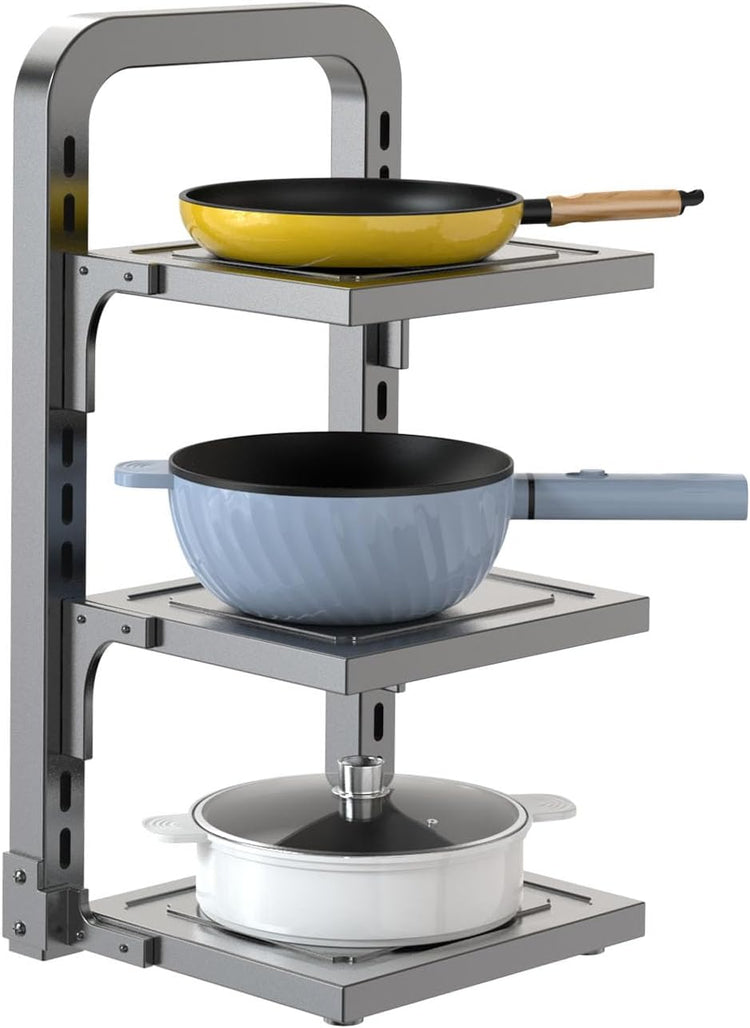 Pots and Pans Organizer Under Cabinet,3 Tier Adjustable Cabinet Pan Organizer Rack, 21''Heavy Duty Pot Rack,Pot lid organizer for Kitchen Pantry to Store Dutch Ovens,Cast-Iron Pans (3L-A)
