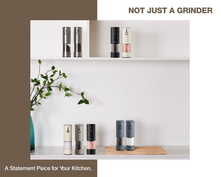 Black Stainless Steel Electric Salt and Pepper Grinder Set with Dust Cover