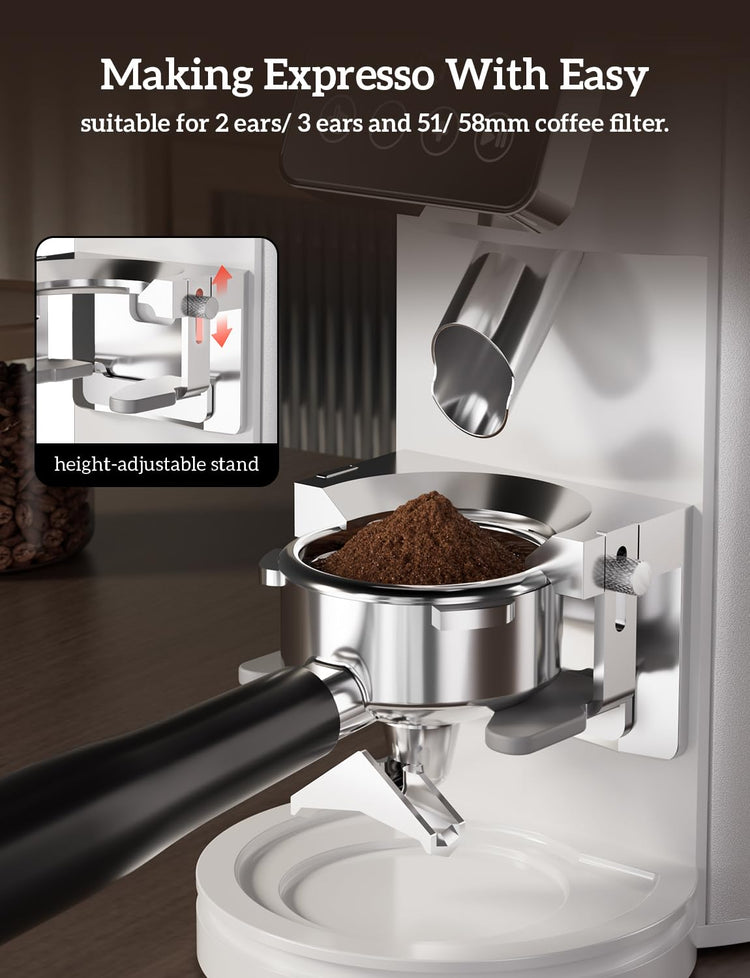 Stainless Steel Espresso Grinder with Portafilter Holder