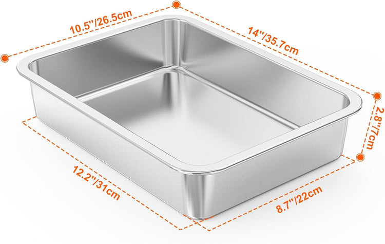 onlyfire Stainless Steel Baking Pan Barbeque Grilling Pan for Baking Breads, Grilling Chicken, Vegetables, 14" X 10.5" X 2.8" - Nestoria