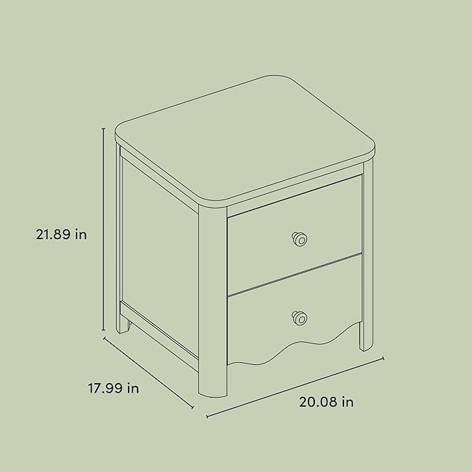 Storkcraft Casablanca 2 Drawer Nightstand (Frosted Oat) - GREENGUARD Gold Certified, Storage for Kids Bedroom, Premium Wood Nightstand with Elegant, Iconic Wave Detailing and Rounded Posts