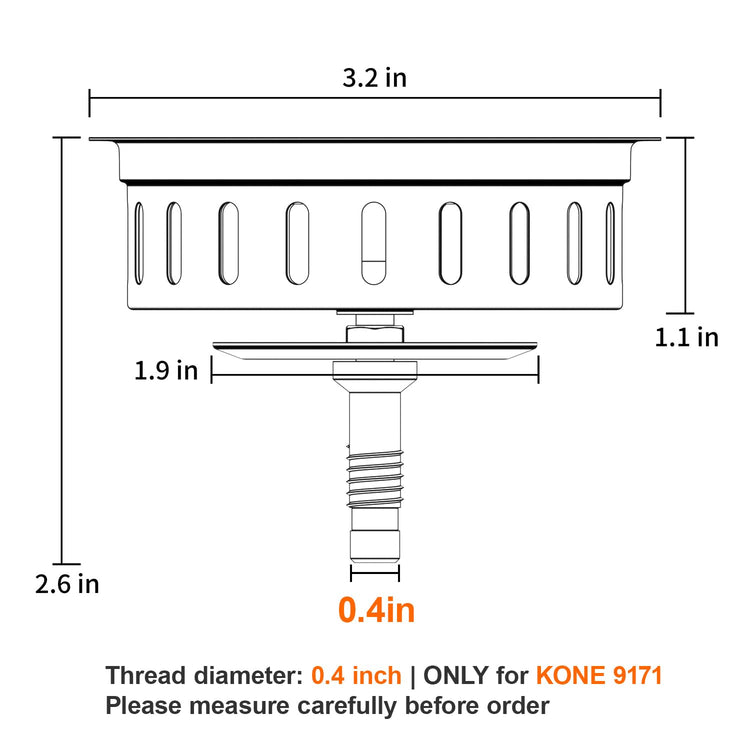 Kitchen Sink Stopper Strainer Replacement for KONE 9171 Standard 3