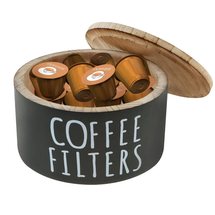 Wooden Coffee Filter Holder & Storage Organizer