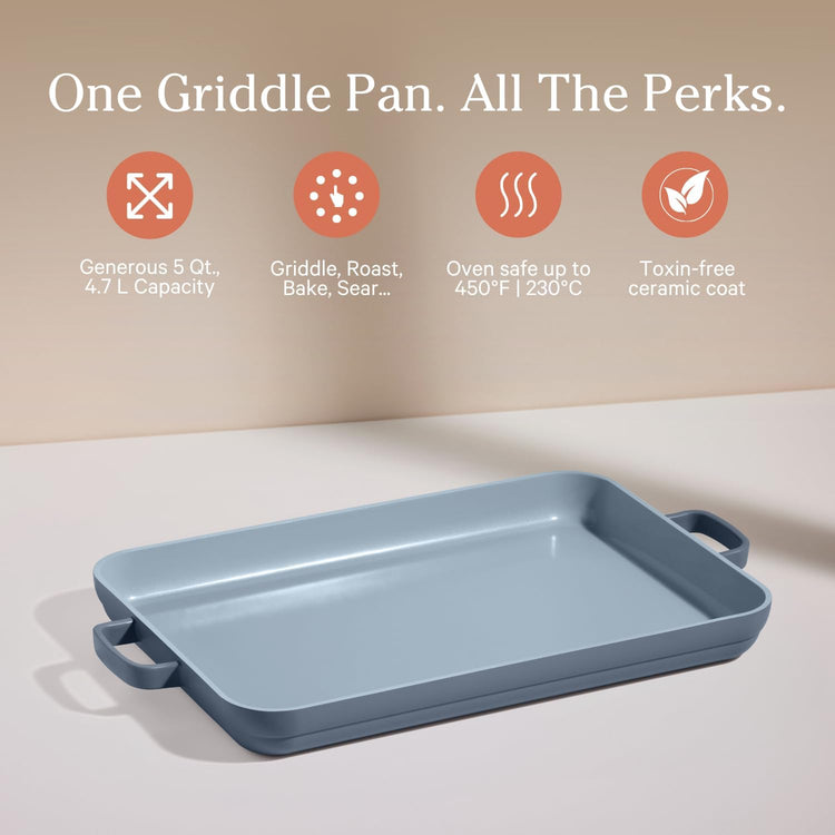 Griddle Pan 5 Qt Nonstick Ceramic Stovetop Griddle & Sheet Pan