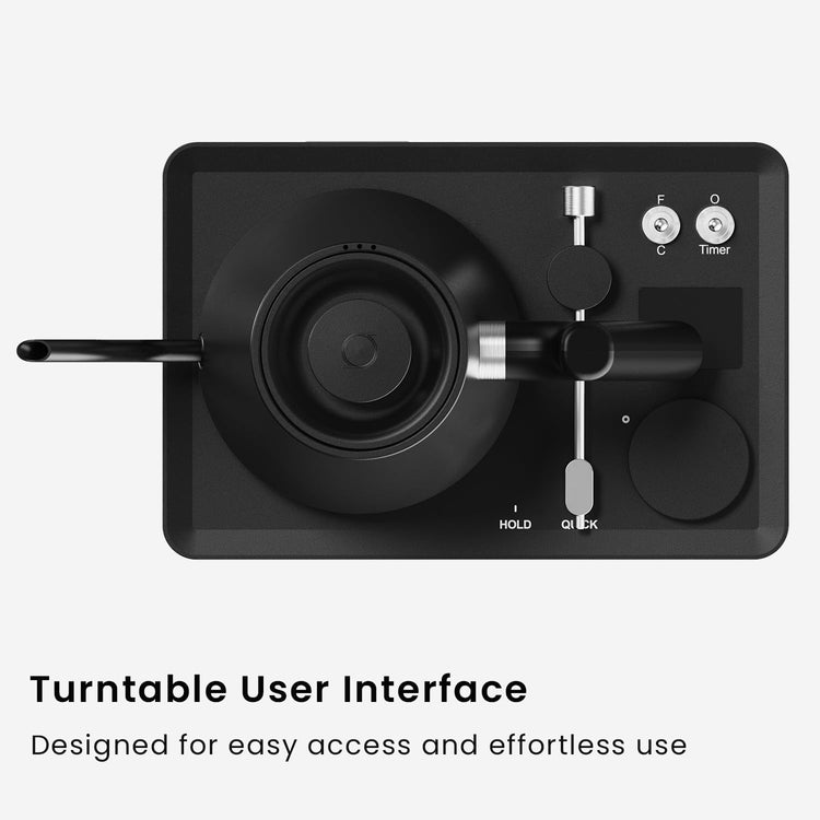 DJ Electric Gooseneck Kettle - Pour Over Coffee & Tea - Turntable Design - Water Boiler - Quick Heating & Temperature Control - Black