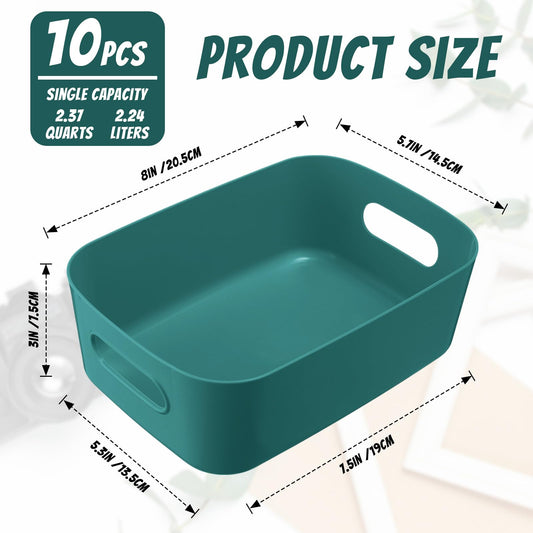 Plastic Storage Bins 10 Pcs Green Pantry Organizer Bins Small Baskets Storage Containers for Home Kitchen (10 Count)