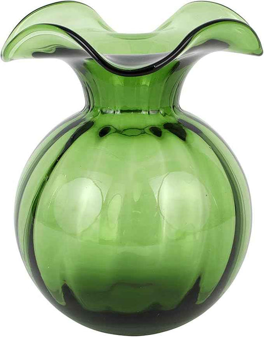 Hibiscus Glass Dark Green Medium Fluted Vase