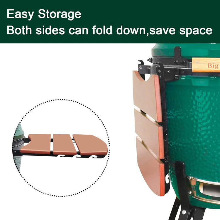 Side Shelves Upgrade Plus Big Green Egg Accessories, Composite 3 Slat Egg Mates for XLarge Big Green Egg with Folding Side Shelves Replacement Parts Grill