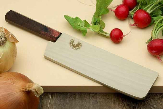 Yoshihiro VG10 46 Layers Hammered Damascus Nakiri Japanese Vegetable Knife (6.5'' (165mm) Rosewood Handle)