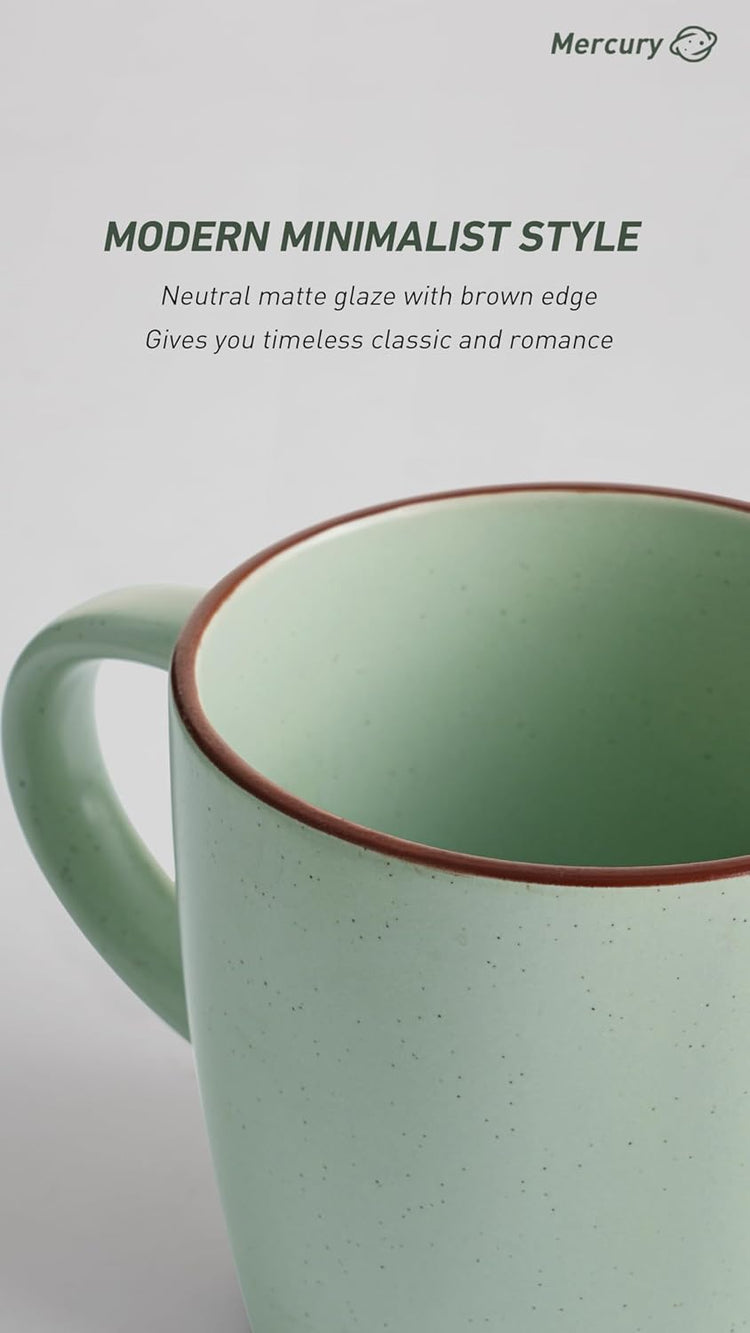 famiware Mercury Coffee Mugs 13 oz, Coffee Mugs Set of 4 with Handle, Cups for Latte, Hot Tea, Cappuccino, Mocha, Cocoa, Light Green