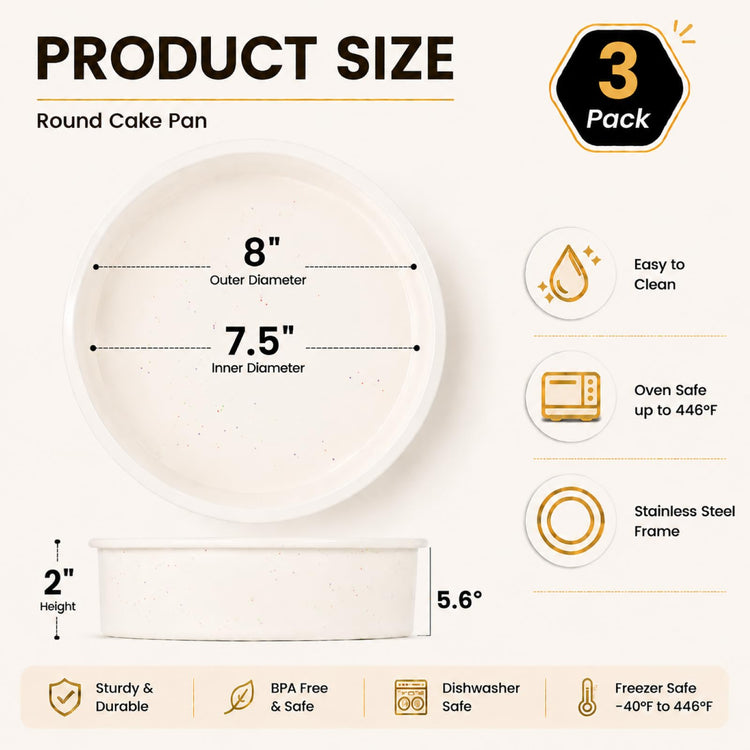 8 Inch Round Cake Pan Set (3 Count)