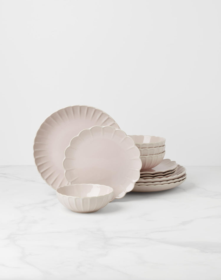 French Perle Scallop Blush Stoneware 12 (12 Count)