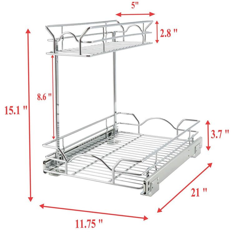 Under Sink Cabinet Organizer Two Tier Pull Out Shelf