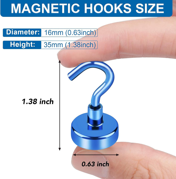 LOVIMAG Cruise Essentials, 28lbs Cruise Door Magnets, Blue Magnetic Hooks for Cruise Cabins, Magnetic Hooks for Hanging, Refrigerator, -12 Pack