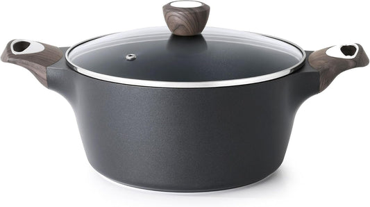 SENSARTE Nonstick Stock Pot with Lid, 2.6/4.5/6.6 QT Soup Pot Casserole Pot, Healthy Pasta Pot, Large Deep Cooking Pot, Big Sauce Pot Stew Pot, Induction Compatible, PFOA PFOS APEO Free, Black - Nestoria