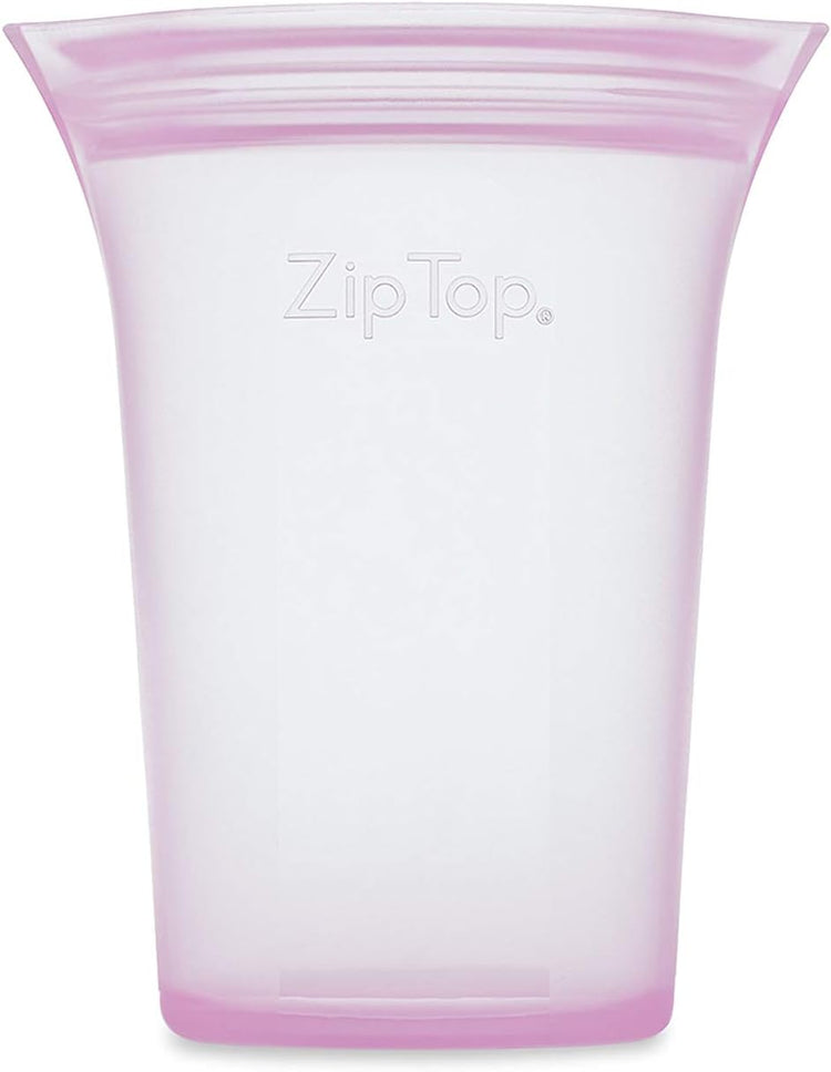 Zip Top Reusable Food Storage Bags | Small Cup [Lavender] | Silicone Meal Prep Container | Microwave, Dishwasher and Freezer Safe | Made in the USA