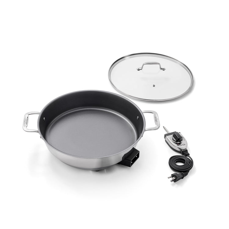 Electrics Stainless Steel and Nonstick Surface Skillet 7 Quart 1800 Watts Temp Control